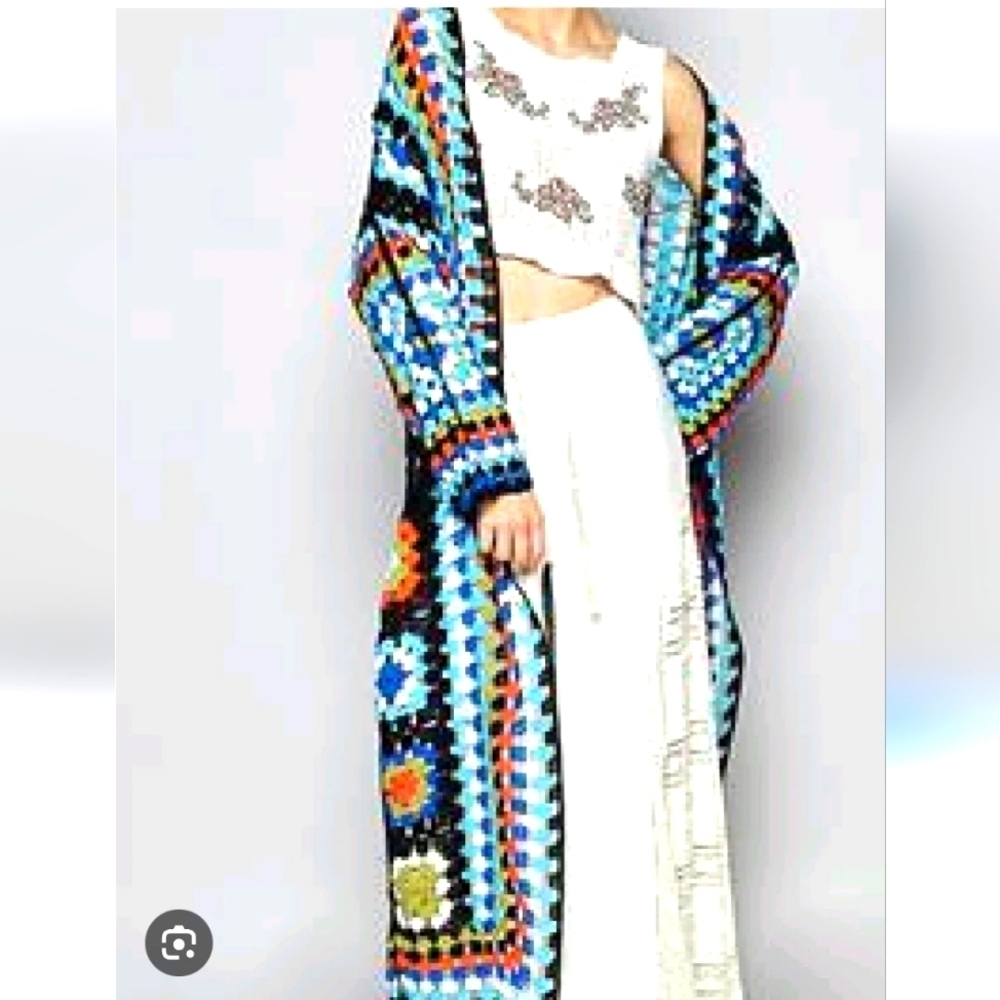 POL New Crochet Multicolors Open Cardigan
